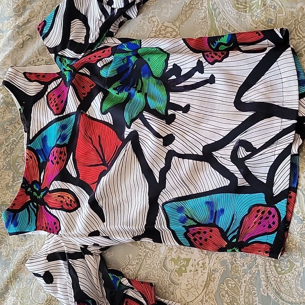 ALBERTO MAKALI BOLD FLORAL SILK BLOUSE - Picture 3 of 8